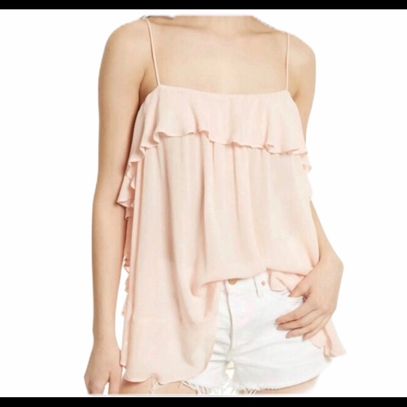 Free People Ruffle Sleeveless Cascades Tank Light Pink NWT Size XS - Picture 1 of 8